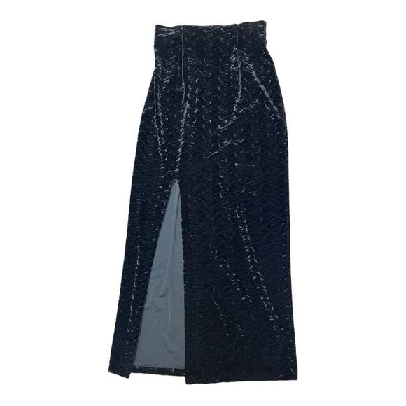 Vintage Cache Black Velvet Maxi Skirt Side Slit Size S 90s Y2K - Picture 6 of 6